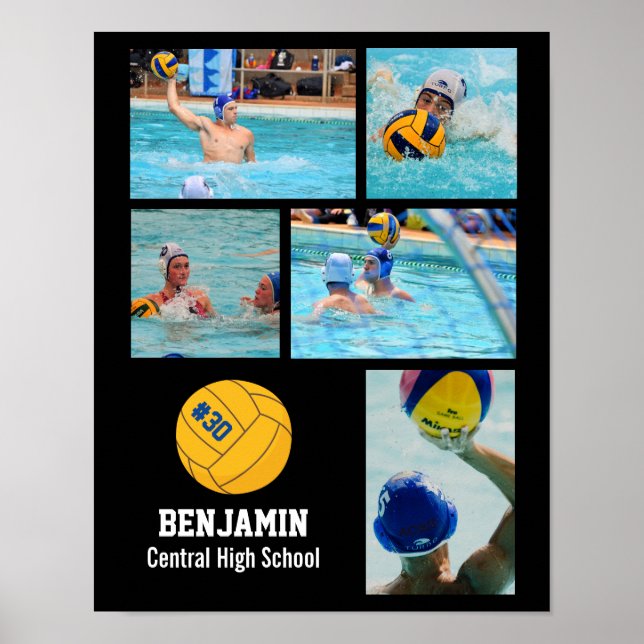 Personalised Water Polo Photo Collage Team Name # Poster (Front)