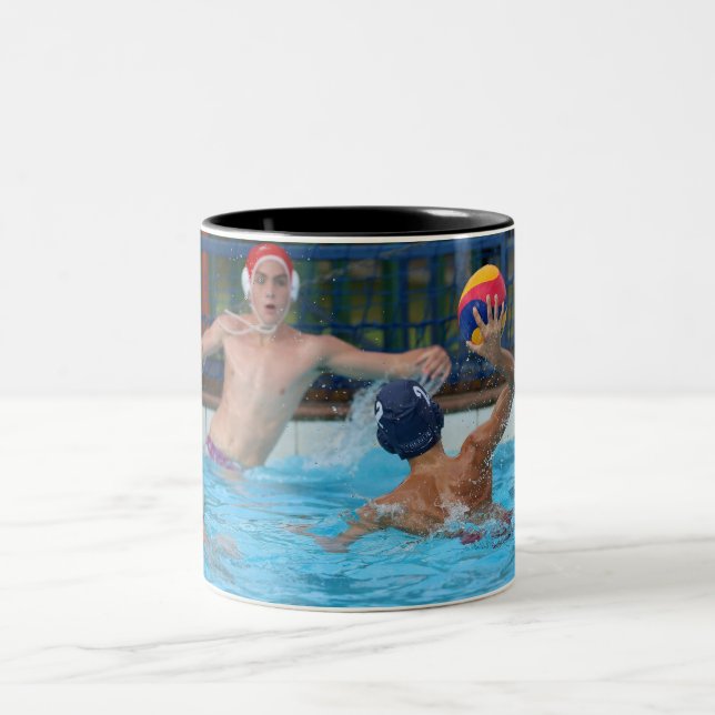 Personalised Water Polo Sport Photo Two-Tone Coffee Mug (Center)