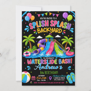 Personalised Water Slide Bash Birthday Invitation