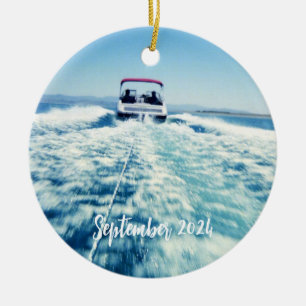 Personalised Water Sports Speed Boat Photo Ceramic Ornament
