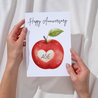 Personalised Watercolor Apple Anniversary Card