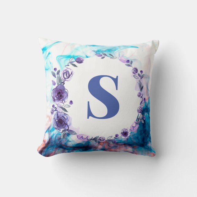 Personalised watercolor background throw pillow (Front)