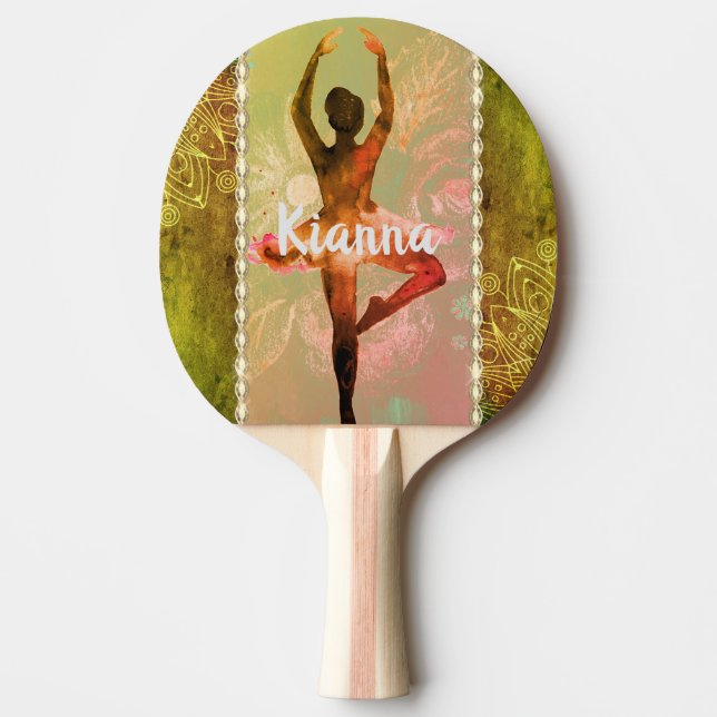 Personalised Watercolor Ballerina Mandalas Ping Pong Paddle (Front)
