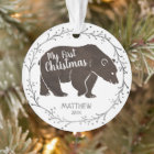 Personalised Watercolor Bear Baby First Christmas