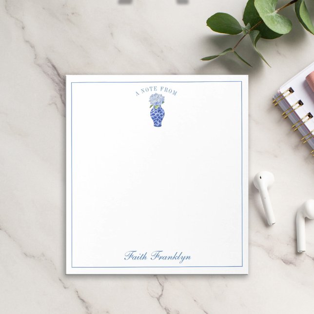 Personalised Watercolor Blue Hydrangea  Notepad (Creator Uploaded)
