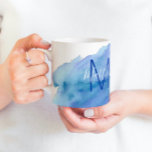Personalised Watercolor Blue Turquoise Monogram Coffee Mug<br><div class="desc">Lovely watercolor water,  waves  aqua design mug with pastel  blue turquoise white colours.  Monogram as option. Customise these mugs by adding your name or message.  Perfect for any occasion; birthday,  Christmas,  mother's day,  fathers' s day,  graduation,  teacher,  corporate, </div>