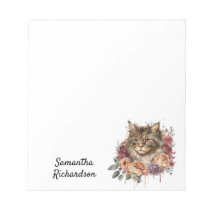Personalised Watercolor Boho Cat Notepad
