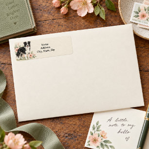 Personalised Watercolor Border Collie Return Address Label