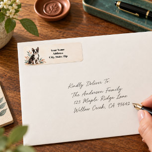 Personalised Watercolor Boston Terrier Return Address Label
