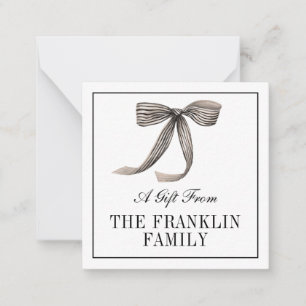 Personalised Watercolor Bow FAMILY Gift Enclosure Card