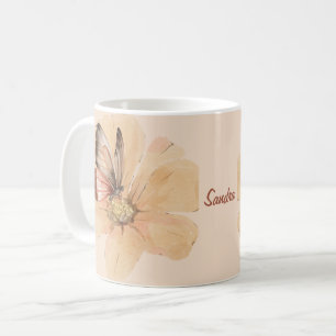 Personalised Watercolor Butterflies and Flowers Coffee Mug