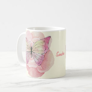 Personalised Watercolor Butterflies and Flowers Coffee Mug