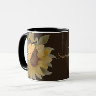 Personalised Watercolor Butterflies and Flowers Mug