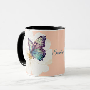 Personalised Watercolor Butterflies and Flowers Mug