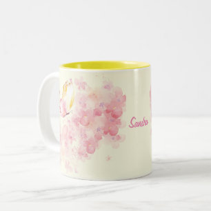 Personalised Watercolor Butterflies and Flowers Two-Tone Coffee Mug