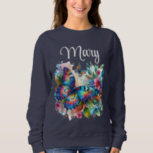 Personalised Watercolor Butterfly Floral Flowers Sweatshirt