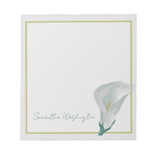 Personalised Watercolor Calla Lily Notepad