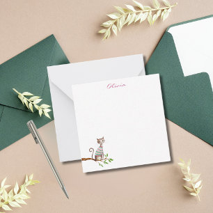 Personalised Watercolor Cat Lover Pink Name Cute Card