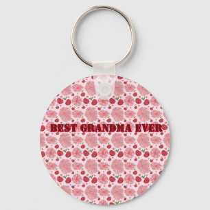 Personalised Watercolor Cherry Floral Pattern,  Key Ring