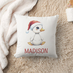 Personalised Watercolor Christmas Goose Duck  Cushion