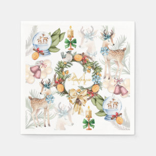 Personalised Watercolor Christmas Napkin