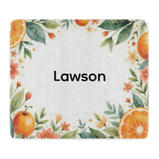 Personalised Watercolor Citrus Glass Cutting Board