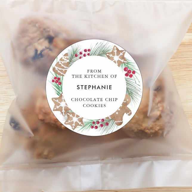 Personalised Watercolor Cookie Baking Classic Round Sticker (Creator Uploaded)