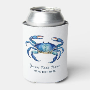 Personalised Watercolor Crab Summer Beach Nautical Can Cooler