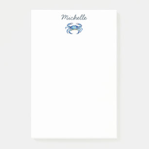 Personalised Watercolor Crab Summer Beach Post-it Notes