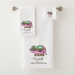 Personalised Watercolor Cute Animal Bath Towel Set