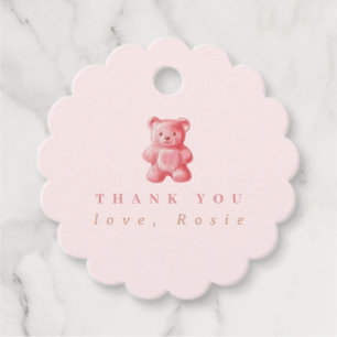 Personalised Watercolor Cute Pink Gummy Bear Favour Tags