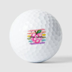 Personalised Watercolor Daisy Apple Golf Balls