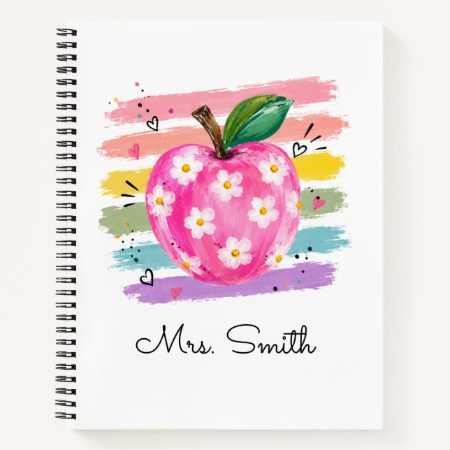 Personalised Watercolor Daisy Apple Notebook (Front)