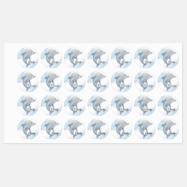 Personalised Watercolor Dolphins (Sheet)