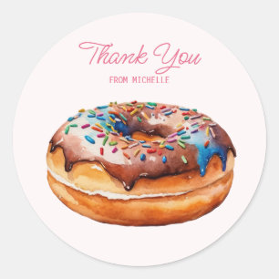 Personalised Watercolor Doughnut  Classic Round Sticker