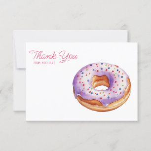Personalised Watercolor Doughnut Thank You Cards  