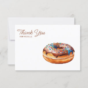 Personalised Watercolor Doughnut Thank You Cards  