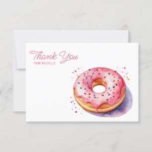 Personalised Watercolor Doughnut Thank You Cards  