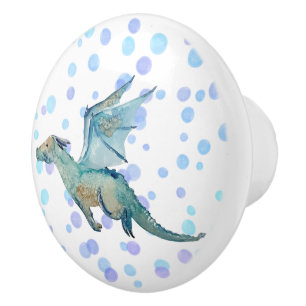 Personalised Watercolor Dragon Ceramic Knob