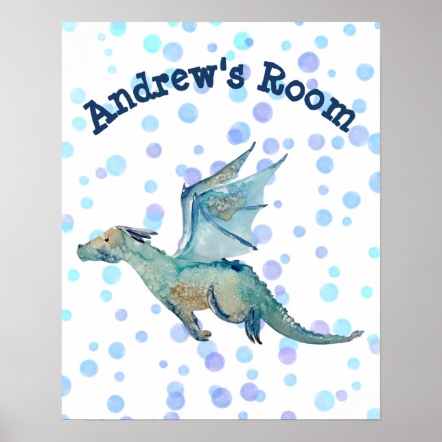 Personalised Watercolor Dragon  Poster (Front)