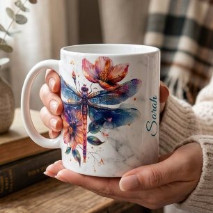  Personalised Watercolor Dragonfly Mug 