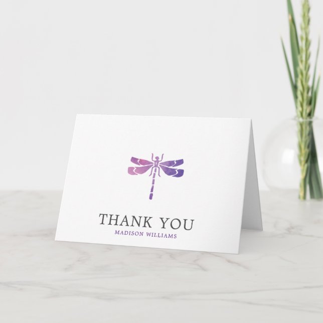 Personalised Watercolor Dragonfly Thank You (Front)