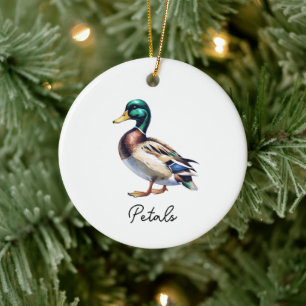Personalised Watercolor Duck Mallard Duck Ceramic Ornament