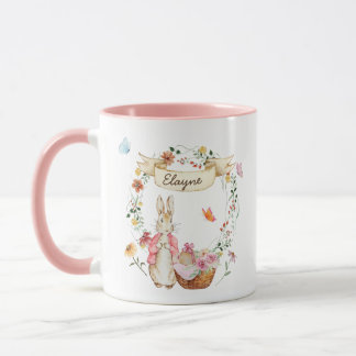 Personalised Watercolor Easter Bunny and Flowers Mug