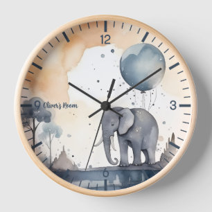 Personalised watercolor Elephant clock