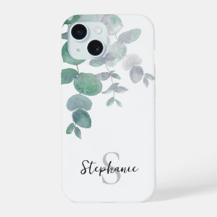 Personalised Watercolor Eucalyptus iPhone 15 Case