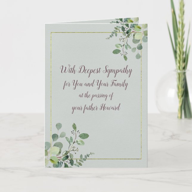 Personalised Watercolor Eucalyptus Sympathy Card (Front)