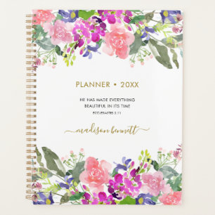 Personalised Watercolor Floral Bible Verse Planner