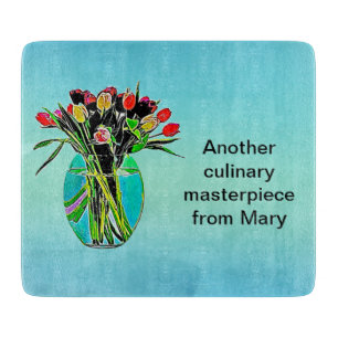 Personalised Watercolor Floral Cutting Board