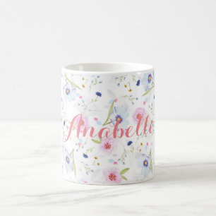 Personalised Watercolor floral mug